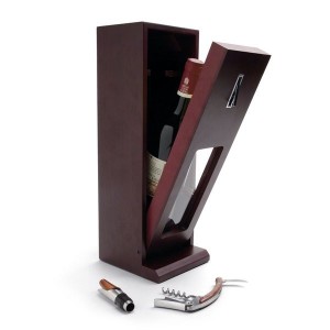 Conjunto de vinho Gourmet em caixa de madeira