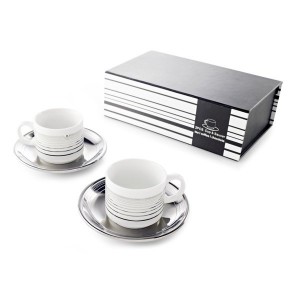 Conjunto de 2 ch&aacute;venas em porcelana